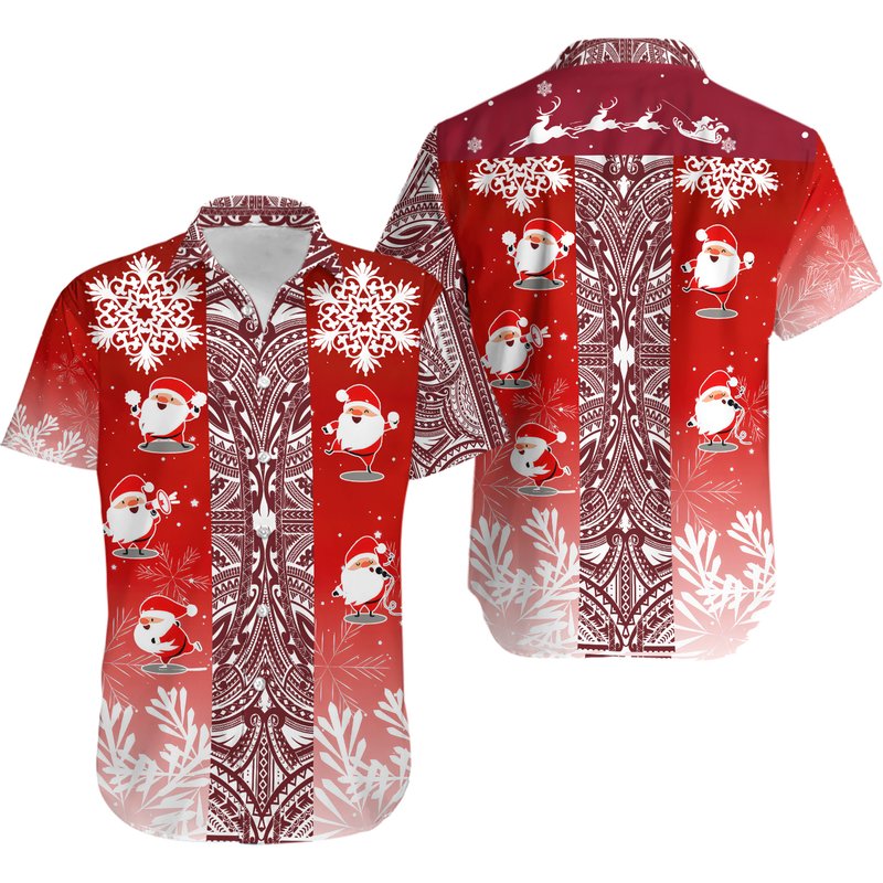 Hawaii Santa Christmas Pattern Red Christmas Hawaiian Shirt — Chemises décontractées pour hommes