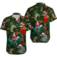 Dinosaur Enjoy Christmas Christmas Hawaiian Shirt — Chemises décontractées pour hommes