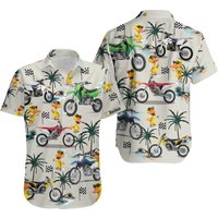 Motocross Duck Hawaiian Shirt, Vehicle Hawaiian Shirt, Aloha Hawaiian Shirt