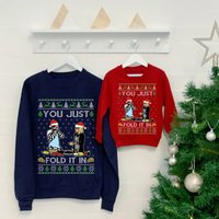 You Just Fold It In Sweatshirt, Fold In The Cheese Ugly Christmas — Sweats à capuche pour hommes