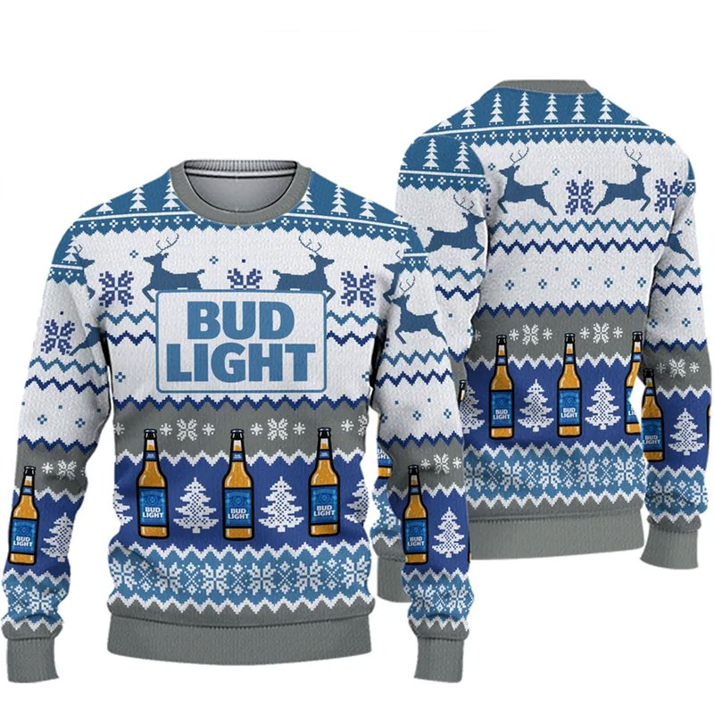 Bud Light Beer Ugly Christmas 3d Sweater — Chandails pour hommes