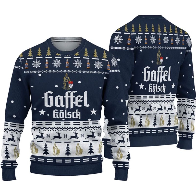 Gaffel Kolsch Beer Ugly Christmas 3d Sweater — Chandails pour hommes