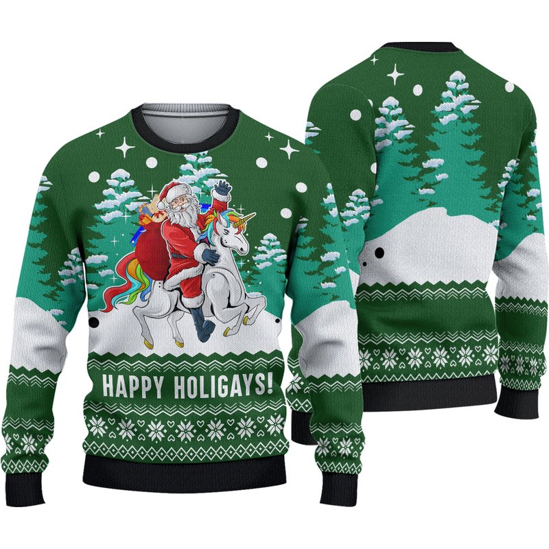 Funny Santa Happy Holigays Ugly Christmas 3d Sweater — Chandails pour hommes