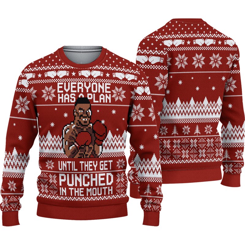 Funny Mike Tyson Pattern Christmas Ugly Christmas 3d Sweater — Chandails pour hommes