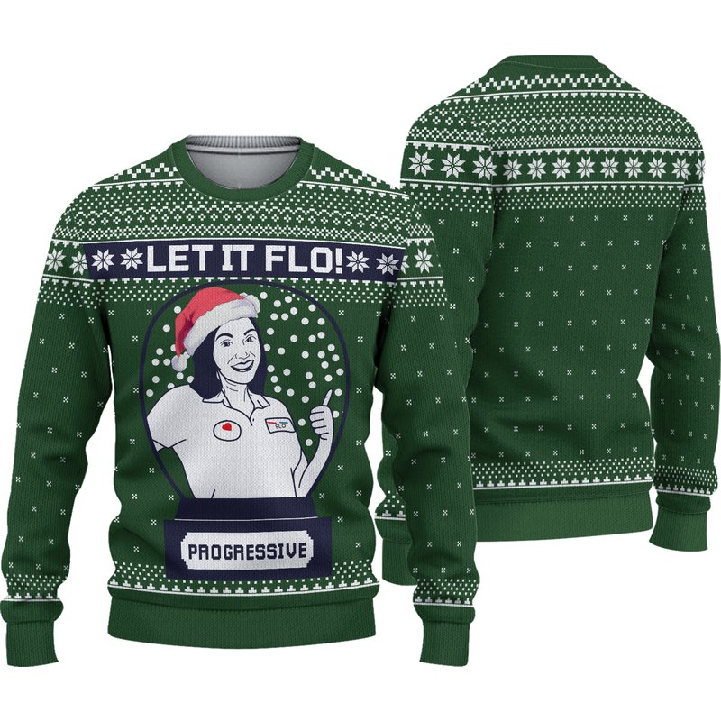 Funny Let It Flo From Progressive Ugly Christmas 3d Sweater — Chandails pour hommes