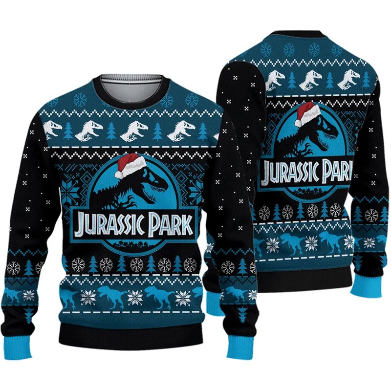 Funny Dinosaur Jurassic Park Ugly Christmas 3d Sweater