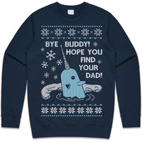 Bye Buddy Christmas Sweatshirt Hope You Find Your Dad Elf Narwhal Funny Xmas — Sweats à capuche pour hommes