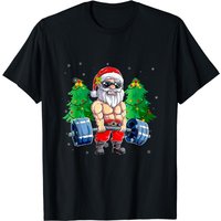 Weightlifting Fitness Gym Deadlift Santa Claus Christmas Day T-shirt