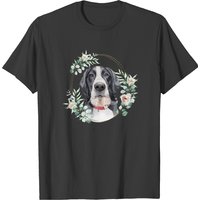 Pointer Dog Portrait T- Shirt Pointer Dog In A Floral Gold Wreath Frame T- Shirt T-shirts