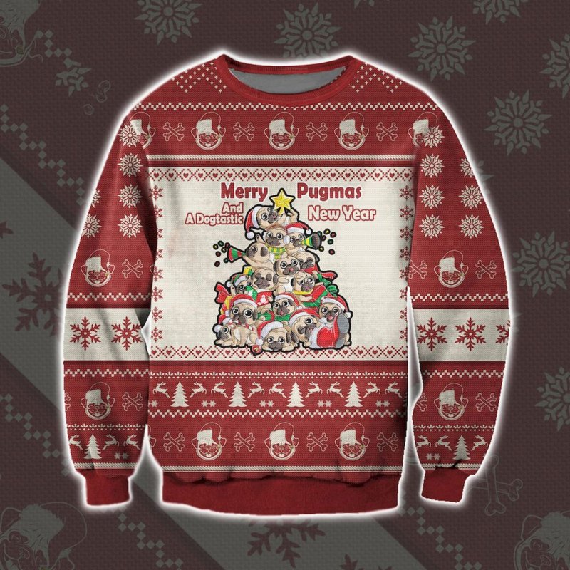 Merry Pugmas And Dogtastic New Year Ugly Sweater Christmas, Christmas 3d Sweater — Chandails pour hommes