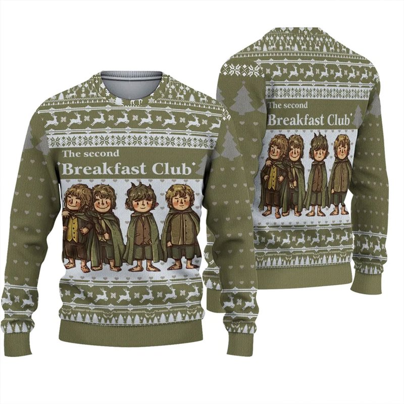 Lotr The Second Breakfast Club Ugly Sweater Christmas 3d Sweater — Chandails pour hommes