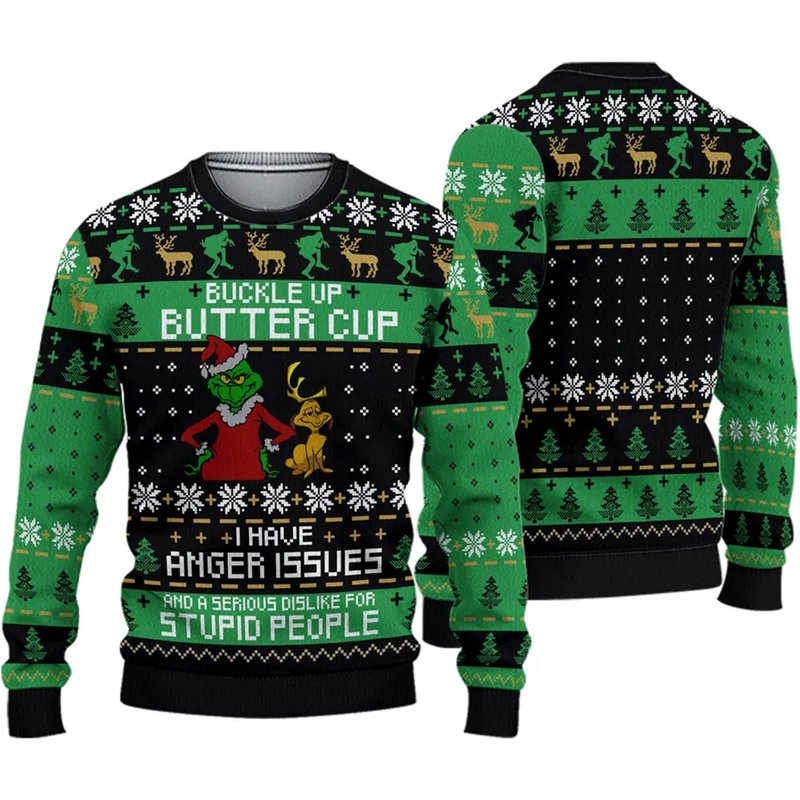 Buckle Up Butter Cup Ugly Sweater Christmas 3d Sweater — Chandails pour hommes
