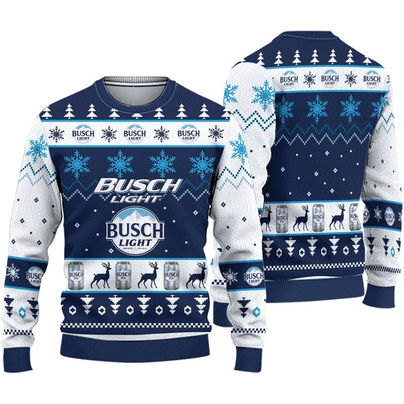 B U S C H L I G H T Ugly Sweater Christmas 3d Sweater — Chandails pour hommes