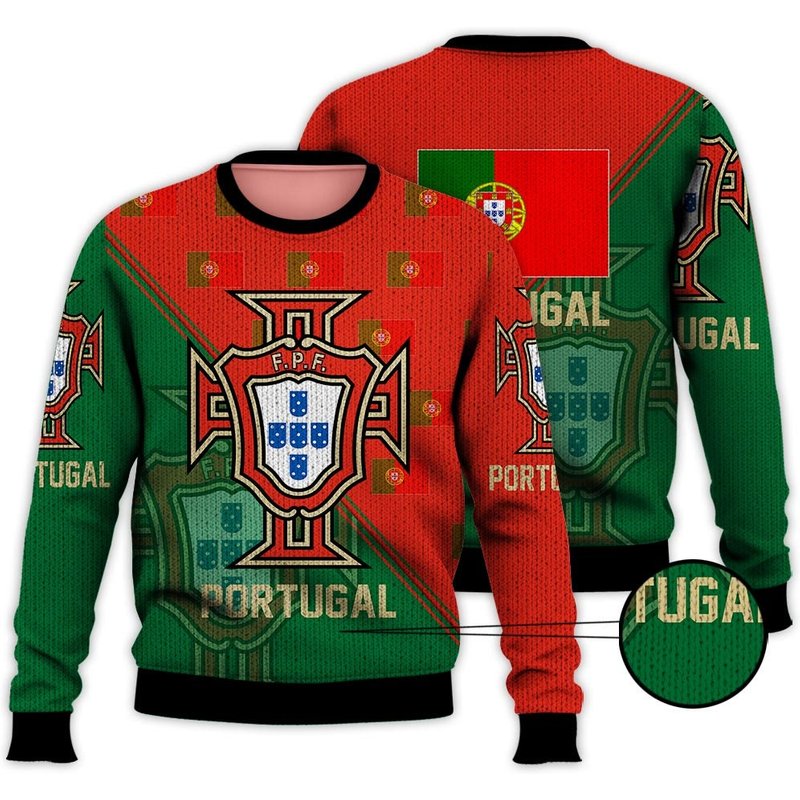 Portugal National Soccer Team, Qatar World Cup 2022 Champions Soccer Team 3d Sweater — Mens Sweaters