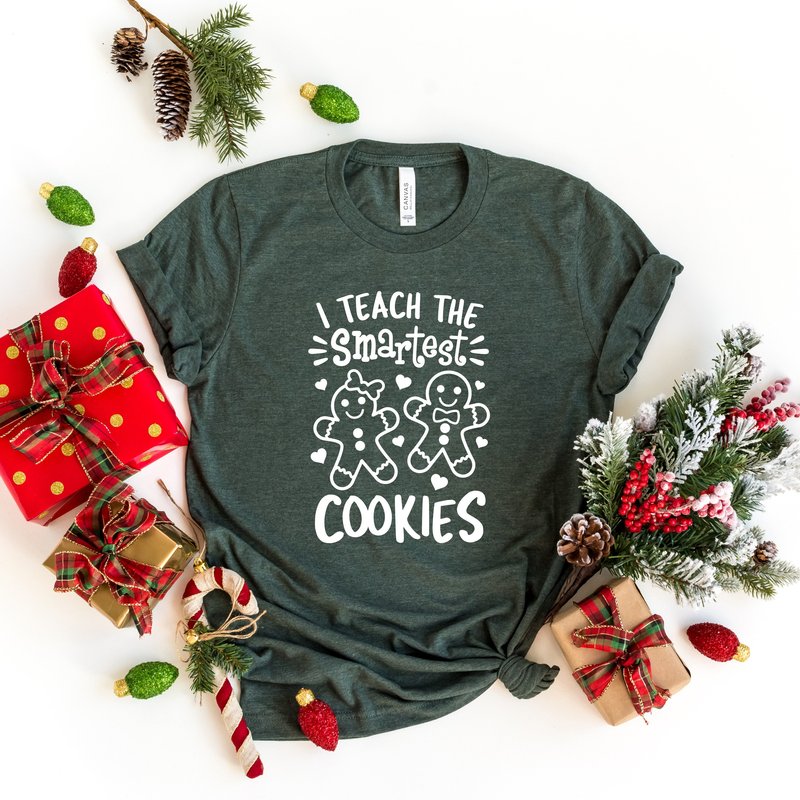 I Teach Smartest Cookies Shirt, Funny Teacher Christmas Shirt, Christmas Teacher Gift — Mens T Shirts