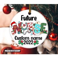 Personalized Future Nurse Christmas Ceramic Ornament