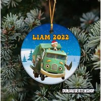 Personalized Trash Truck Ceramic Ornament