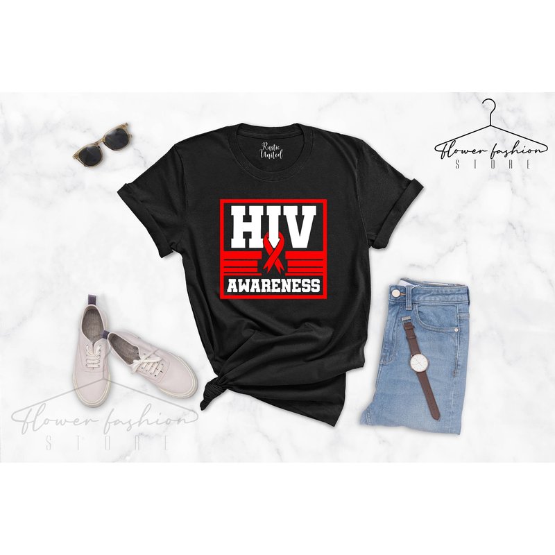 Hiv Awareness Shirt,aids Shirt, Aids Red Ribbon Tee,aids Awareness T-shirt