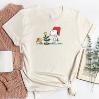 Snoopy Christmas Tree Tshirt, Woodstock, Peanut Gang Shirt
