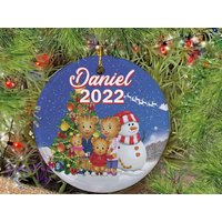 Daniel Tiger Chirstmas Family Ceramic Ornament