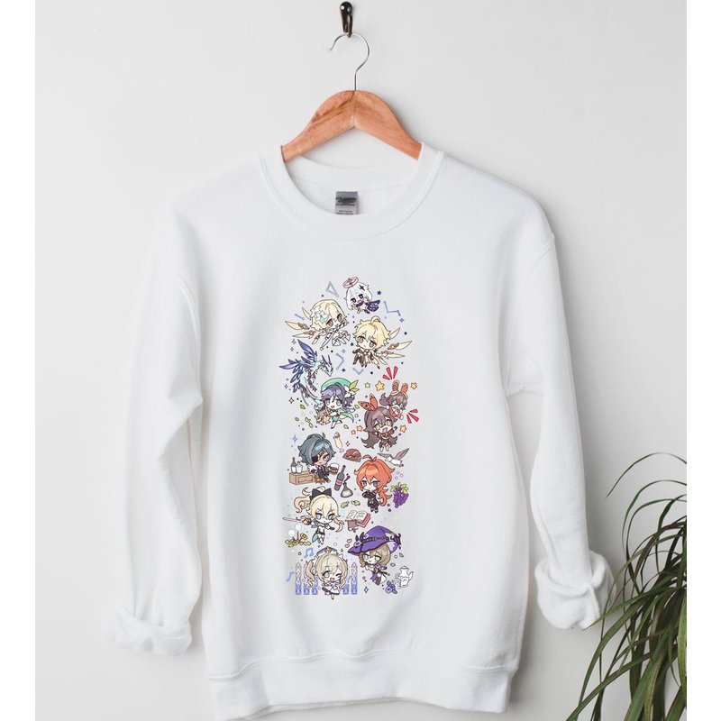 Genshin Impact Chibi Characters Assemble Sweatshirt — Sweats à capuche pour hommes