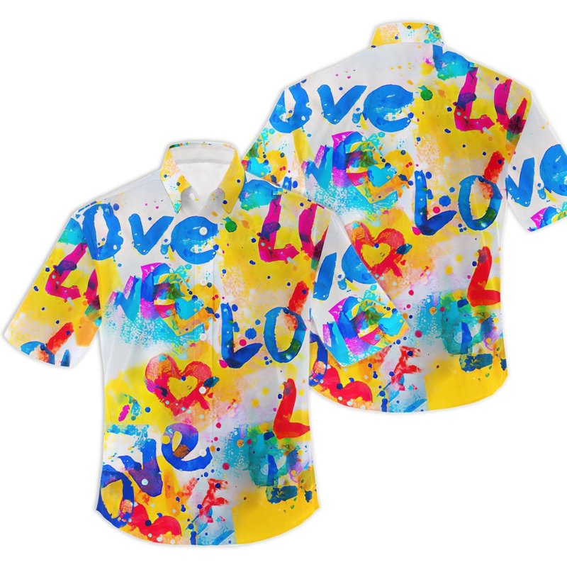 Graffiti Love Hawaiian Shirt — Chemises décontractées pour hommes