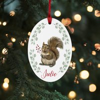 Custom Squirrel Christmas Ornament, Personalized Squirrel Ornament