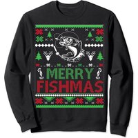 Fishing Christmas Apparel Bass Fish, Merry Fishmas Sweatshirt — Sweats à capuche pour hommes