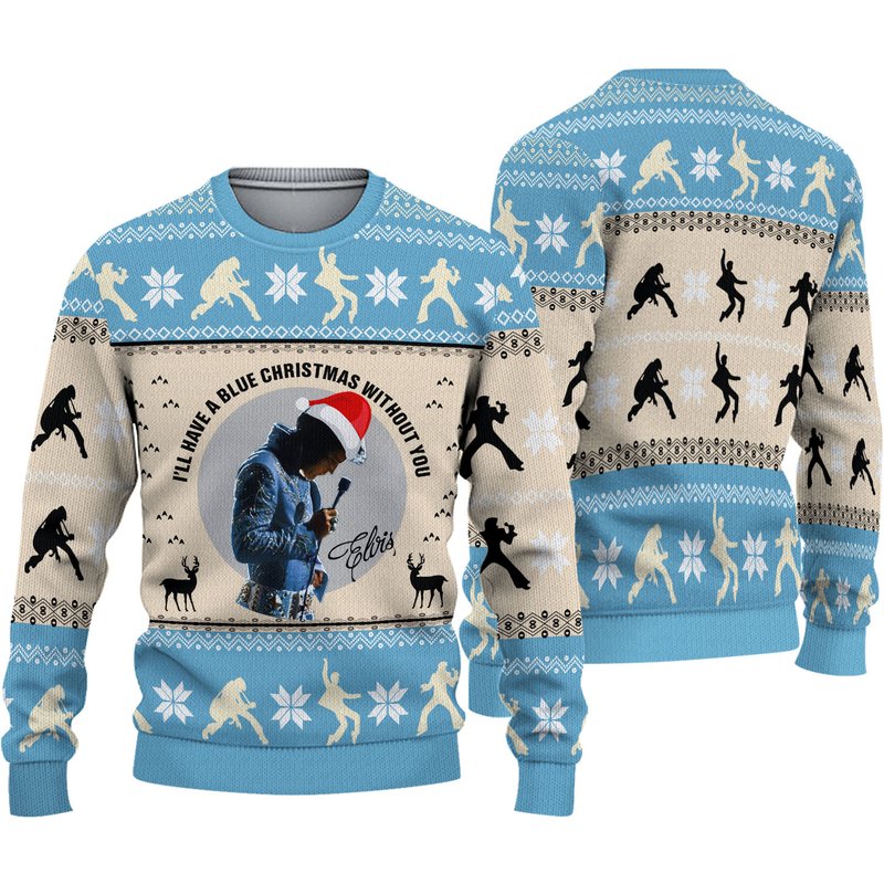 Elvis Presley I'll Have A Blue Christmas Without You 2022 Ugly 3d Sweater — Chandails pour hommes