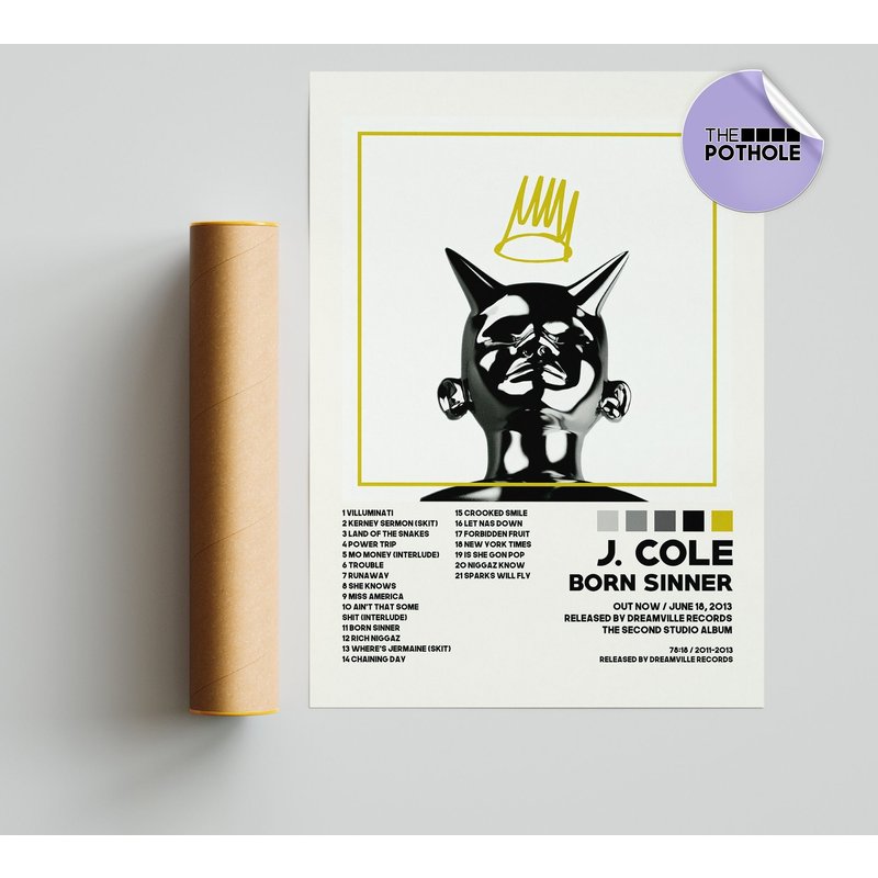 J. Cole Posters / Born Sinner Poster / Album Cover Poster — Affiches et impressions