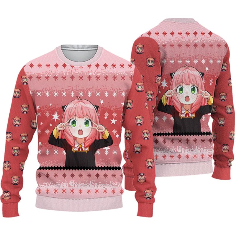 Spy And Family Anya Ugly Knitted Ugly Christmas Sweater — Chandails pour hommes