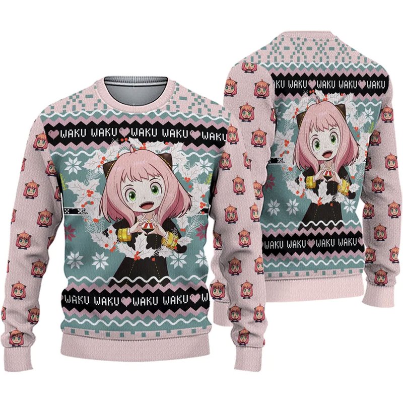 Spy And Family Anya Waku Ugly Knitted Ugly Christmas Sweater — Chandails pour hommes