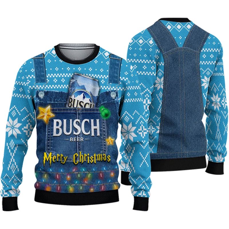 Busch Beer Merry Christmas Ugly Christmas Sweater — Chandails pour hommes