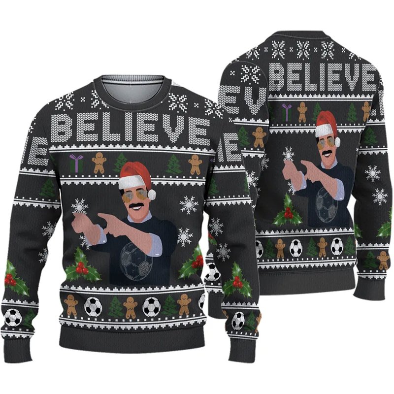 Believe Ted Lasso Ugly Christmas Sweater — Chandails pour hommes