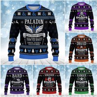 Dnd Dungeons & Dragons All Classes Collection Ugly Christmas Sweater
