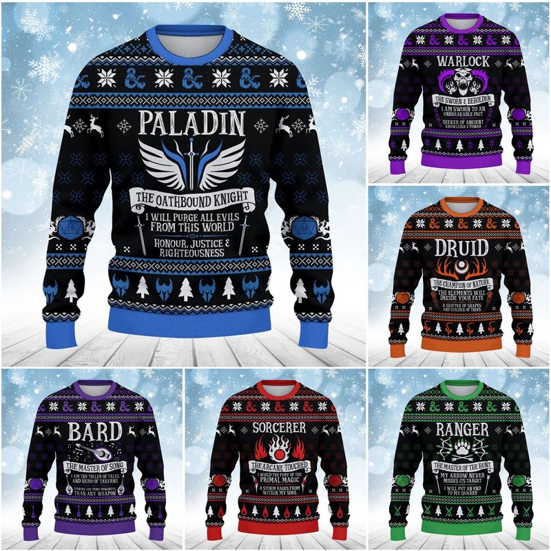 Dnd Dungeons & Dragons All Classes Collection Ugly Christmas Sweater — Chandails pour hommes