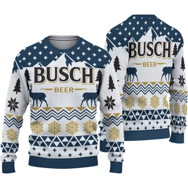 Busch Beer Christmas Ugly Christmas Sweater — Chandails pour hommes