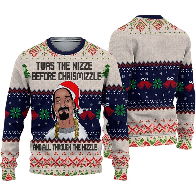 Snoop Dogg Twas The Nizzle Before Chrismizzle Ugly Christmas Sweater — Chandails pour hommes