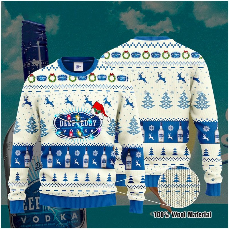 Deep Eddy Vodka Santa Hat Christmas Sweater — Chandails pour hommes