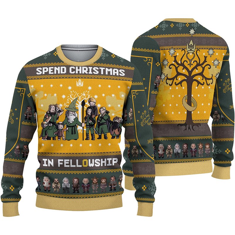 Spend Christmas In Fellowship Lotr Ugly Christmas Sweater