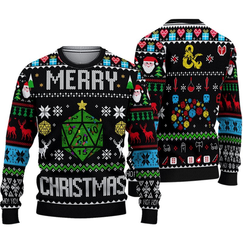 Dungeons And Dragons Merry Critmas Christmas Gift Ugly Christmas Sweater — Chandails pour hommes