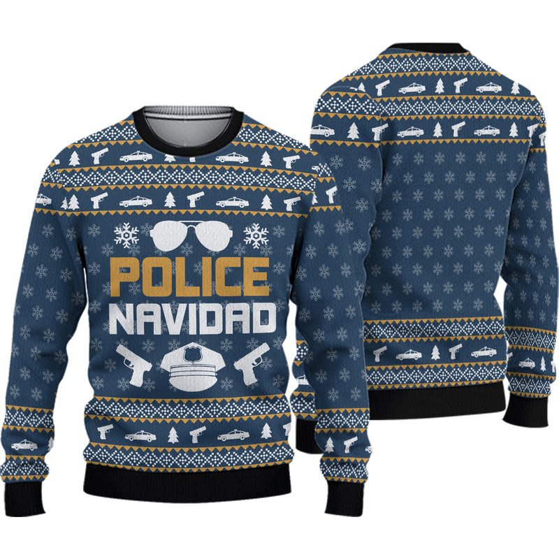 Police Navidad Xmas Ugly Christmas Sweater — Chandails pour hommes