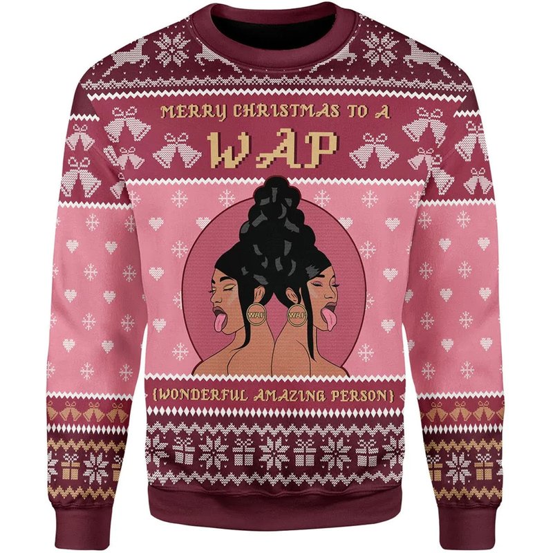 Cardi B Merry Christmas To A Wap Ugly Christmas Sweater — Chandails pour hommes