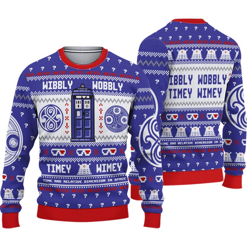 Wibbly Wobbly Timey Wimey Stuff Doctor Who Ugly Christmas Sweater — Chandails pour hommes