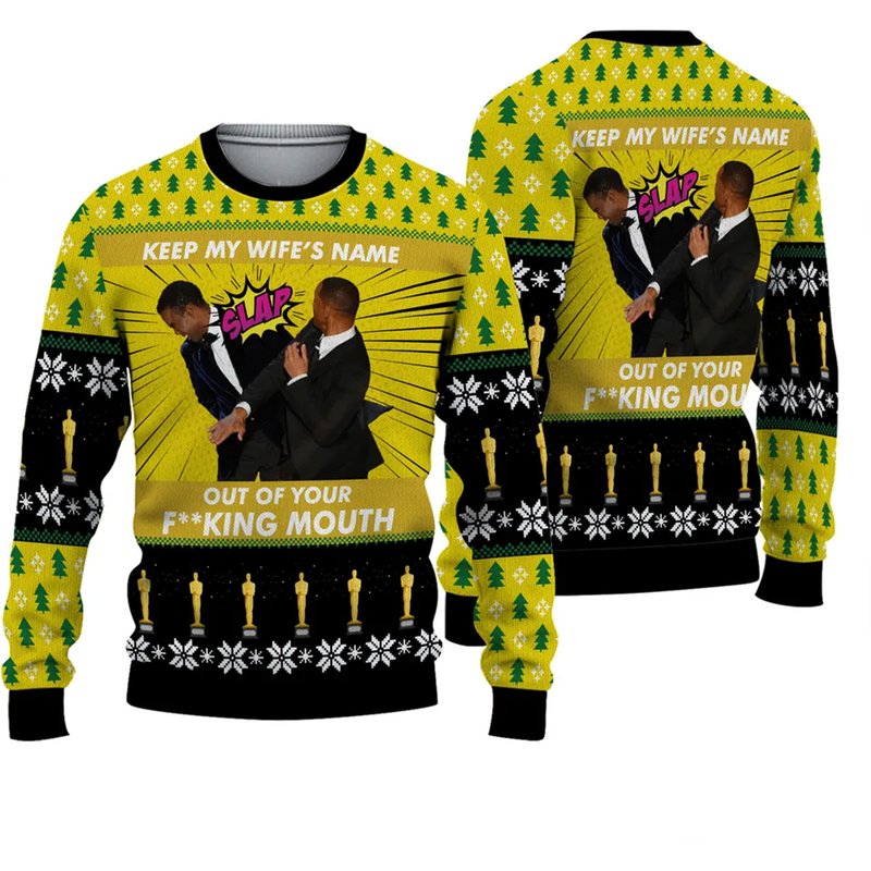Will Smith Slaps Chris Rocks Meme Ugly Christmas Sweater — Chandails pour hommes