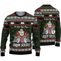 Drum Solo Funny Santa 3d Ugly Christmas Sweater