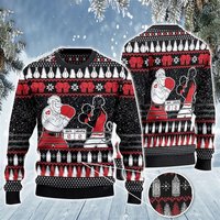 Boxing Santa And Kramp 3d Christmas Zip Sweater