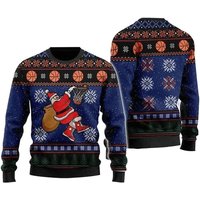 Basketball Santa Ugly 3d Christmas Zip Sweater