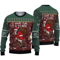 Santa Cycling What Fun It Is To Ride 3d Ugly Christmas Sweater