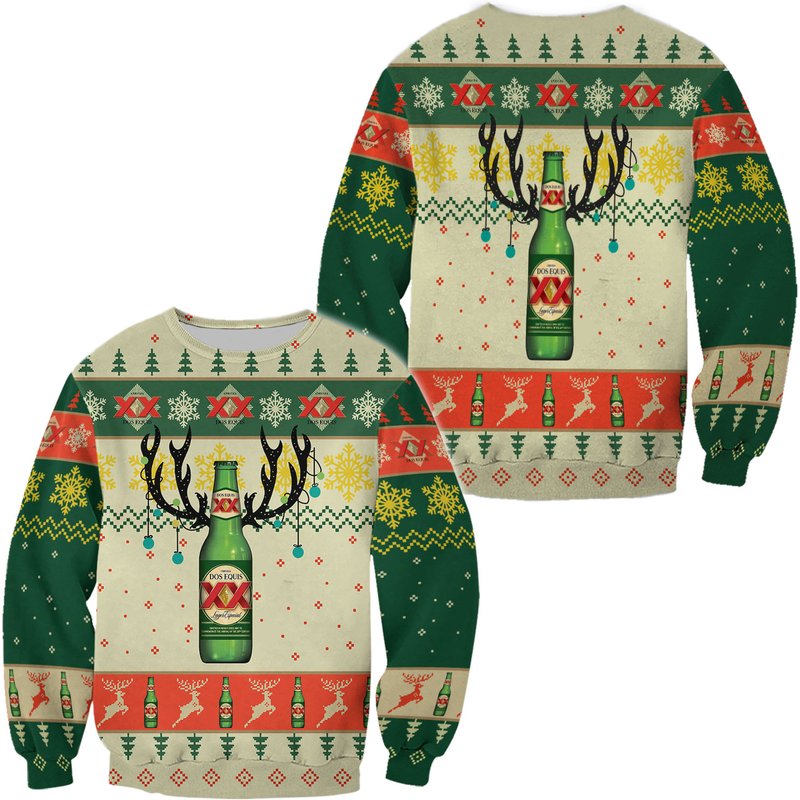 Dos Equis Reinbeer 3d Print Christmas Sweater — Chandails pour hommes